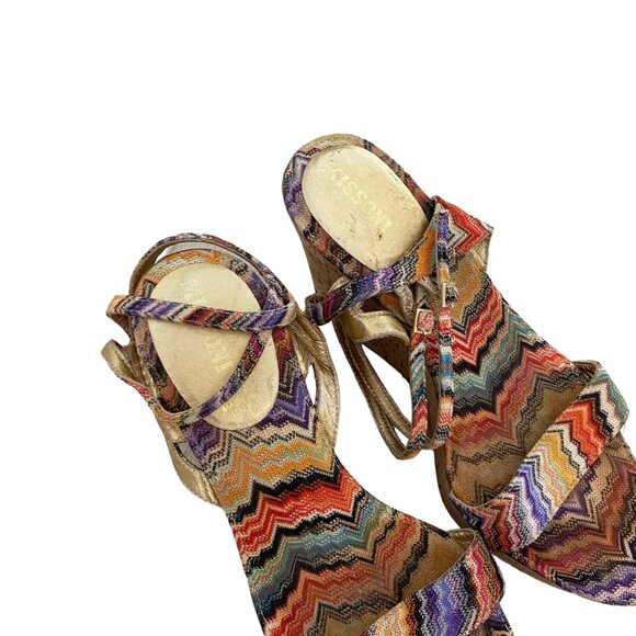 Missoni cork wedge platform multicolor print zig zag classic 38, US8 - Picture 7 of 10